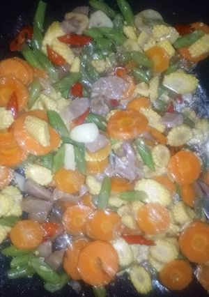 Foto resep Tumis Wortel, Jagung, Buncis, Bakso penuh warna