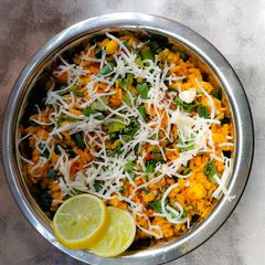 A picture of Spring Onion and Tomato Pulao.