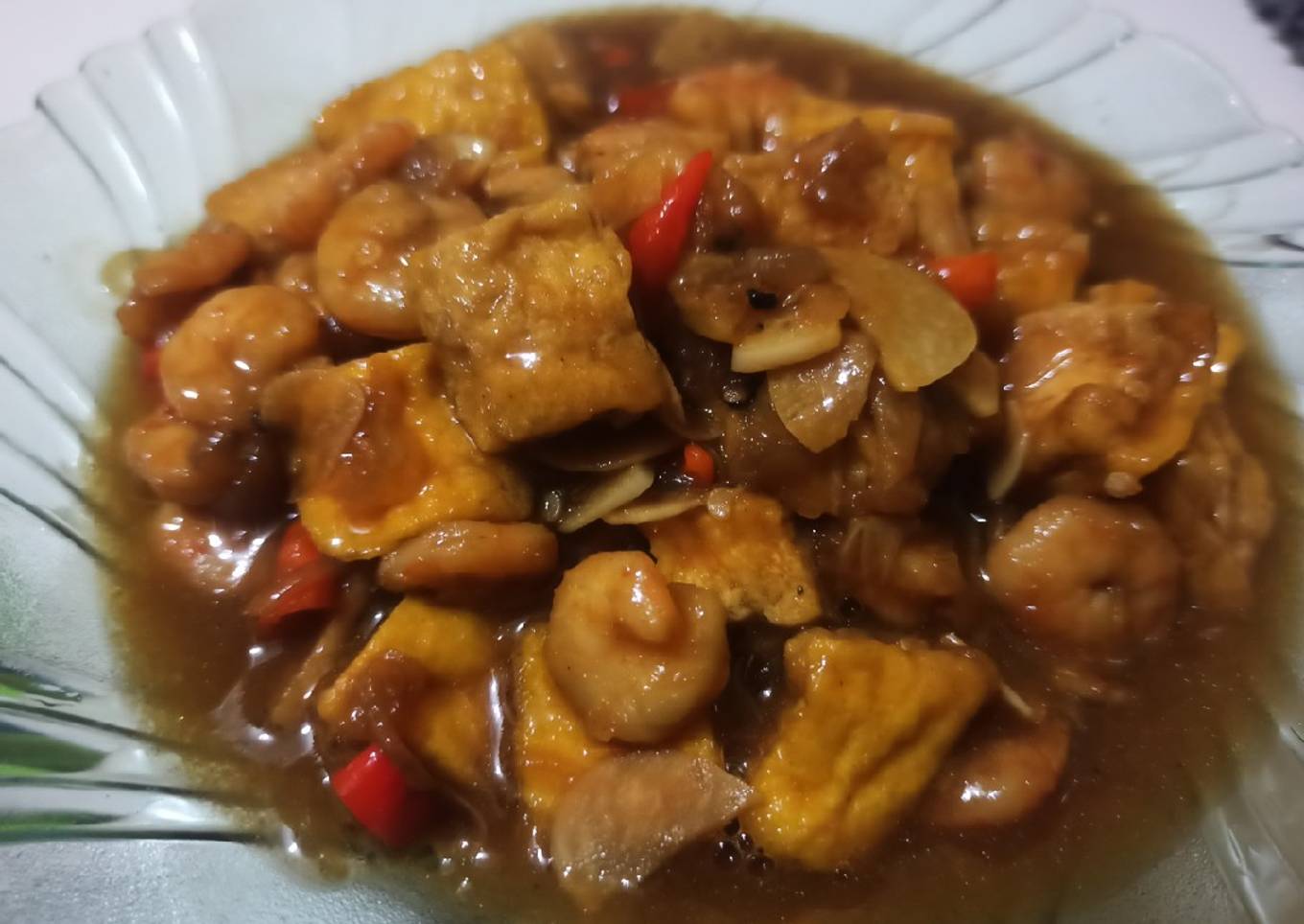 Udang tahu lada hitam simple