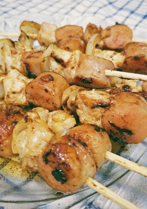 Foto resep Sate Ayam & Sosis (Bakar Teflon)