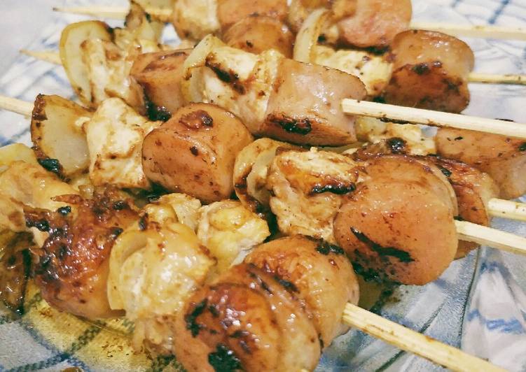 Resep masakan Sate Ayam &amp; Sosis (Bakar Teflon) | Resep Membuat Sate Ayam &amp; Sosis (Bakar Teflon) Yang Sedap