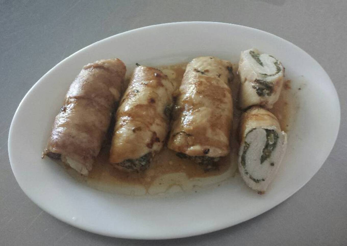 Rollitos de pollo con espinacas
