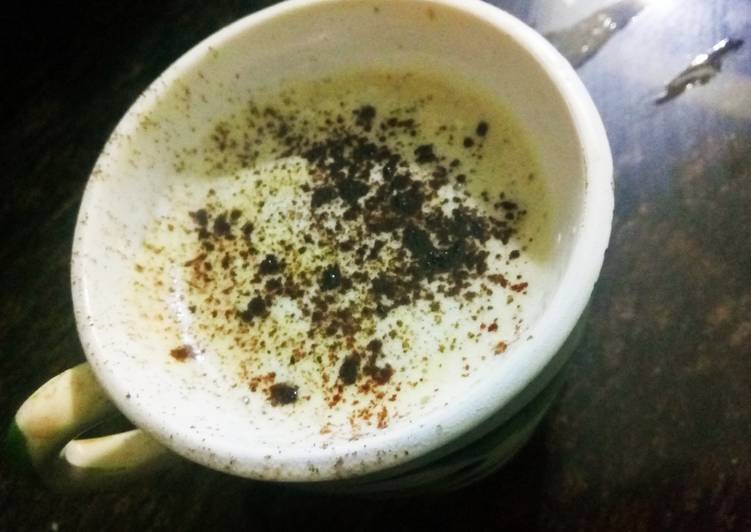 Instant hot coffee with chocolate powder