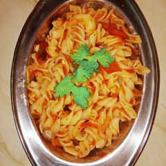 A picture of Red sauce pasta.