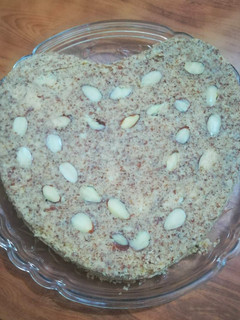 A picture of Heart Almond Cake Recipe in Microwave 🎂.
