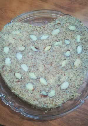 A picture of Heart Almond Cake Recipe  in Microwave 🎂.