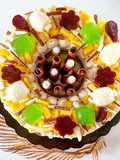 Tarte alla panna cotta al cocco, mousse di mango e gelee al lime