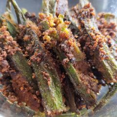 A picture of Stuffed Kurmuri Bhindi Shallow fry.
