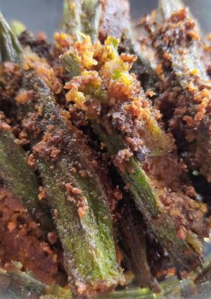 A picture of Stuffed Kurmuri Bhindi Shallow fry.
