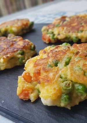 Une photo de Galettes petits pois, carottes et feta