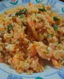 Arroz entomatado con camarones de Guille