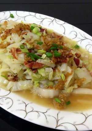 A picture of Napa Cabbage With Bacon And Dried Shrimp.