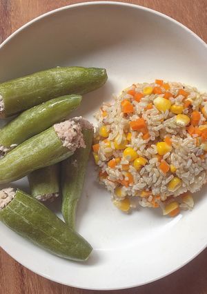 Hình của món Thịt nhồi lặc lè (mướp nhật) hấp eat clean.