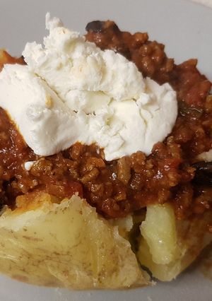A picture of My Chilli Beef in a jacket potatoes.