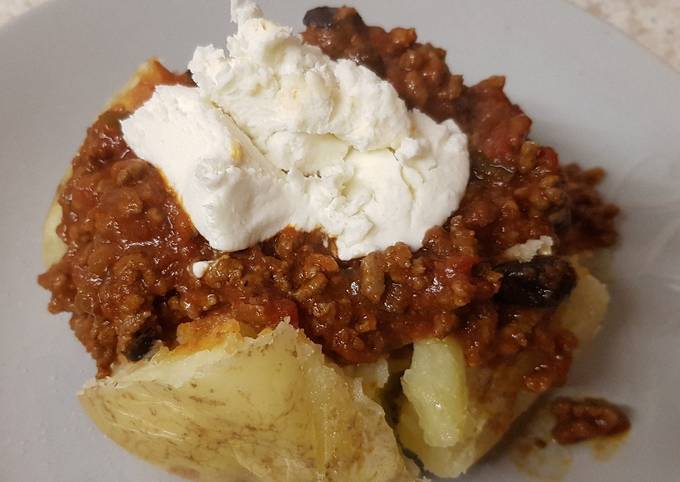 My Chilli Beef in a jacket potatoes