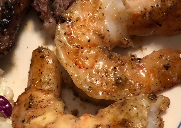 Steps to Make Perfect Grilled garlic butter colossal shrimp