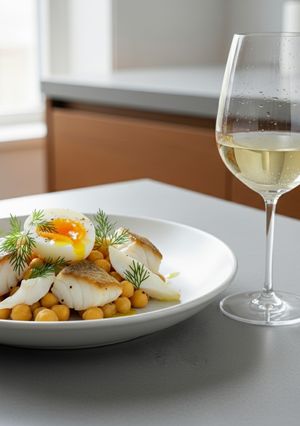 Una foto de Garbanzos con lomos de bacalao y huevo cocido (Nota 9)