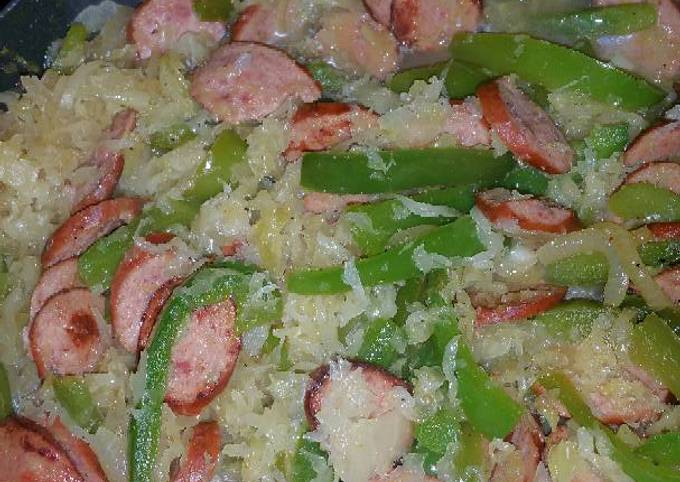 Recipe of Favorite Bratwurst with Bell Peppers and Sauerkraut