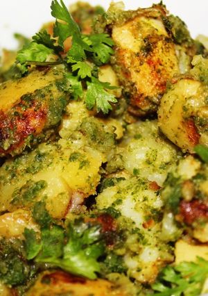 A picture of Vrat wale dhaniya aloo / navratri special chutney aloo.