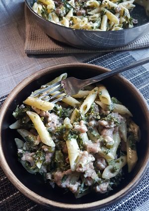 A picture of Creamy Kale & Sausage Pasta.
