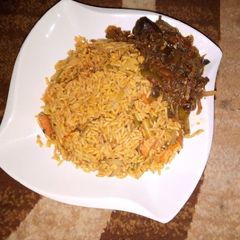A picture of Vegetables jallof rice.