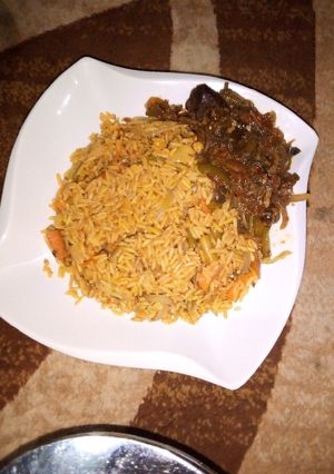 A picture of Vegetables jallof rice.