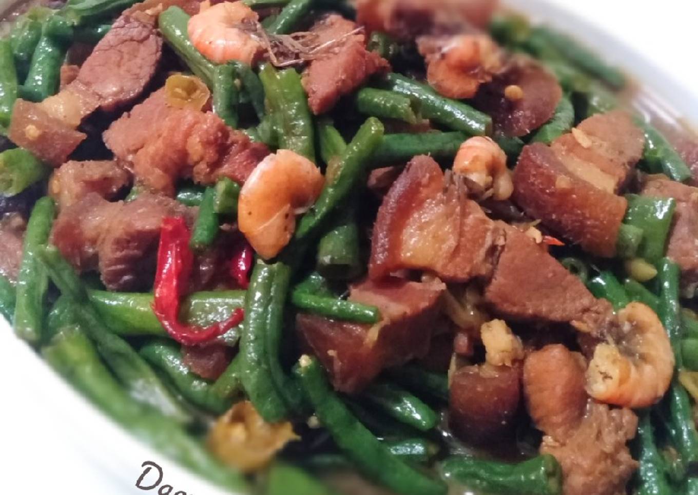 Kacang panjang tumis samcan udang