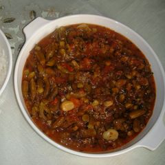 A picture of Okra and Lamb : Bamia Stew.