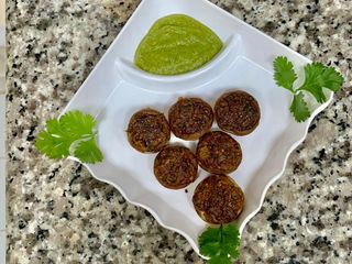 Achari ricotta stuffed mushrooms