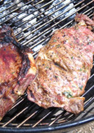 A picture of Ribeye Steak with Garlic Yogurt Marinade.