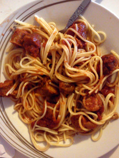 A picture of Spaghetti with sauce-age.