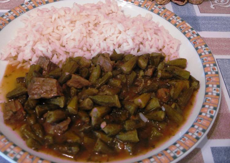 Okra with Lamb Meat cubes