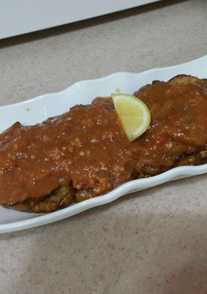 صورة لوصفة طريقة عمل باذنجان بالصوص الحامض
