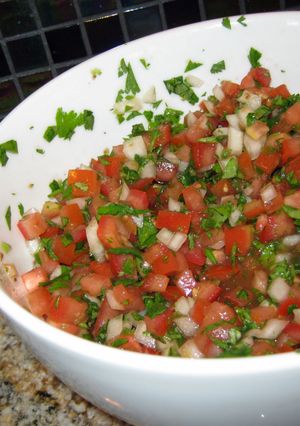 A picture of Joe Pineda's World Famous Pico De Gallo.