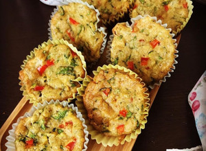 A picture of Zucchini Spinach & Feta Muffins.