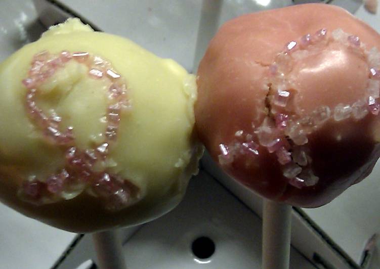Recipe of Any-night-of-the-week Pink Ribbon Cake Pops