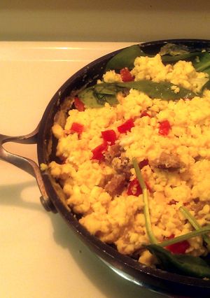 A picture of Vegetable Garden Eggs*try ham or just put your bacon in*I add Italian sausage bits, my husband loves it!.
