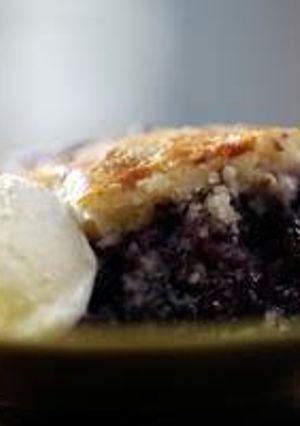 A picture of Iron Skill Blueberry Cobbler.