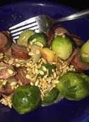 Easy Kielbasa, Apple and Brussels Sprout supper