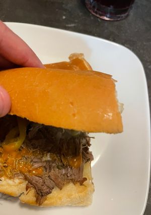 A picture of Philly Cheesesteak Style French Dips.