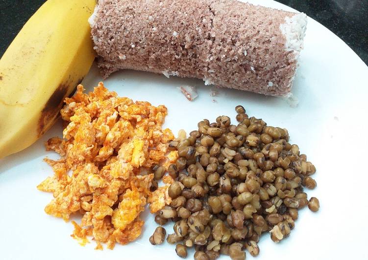 Recipe of Favorite Millet Puttu With Scrambled Chilli Egg &amp; Green Moong