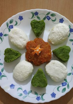A picture of Tri-colour Burfi, parwal green pea Gajar Steam Sandesh.