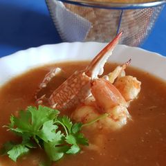 A picture of Seafood carrot soup.