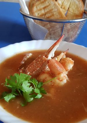 A picture of Seafood carrot soup.
