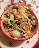 Курячі серця з морквою по-корейськи та печерицями