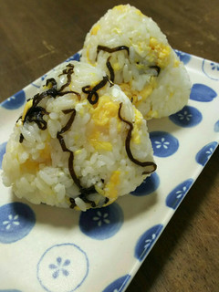 A picture of For Breakfast or Lunchbox: Salted Kelp and Egg Onigiri.