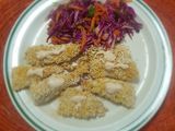 Tiras de pescado empanizado con amaranto en freidora de aire