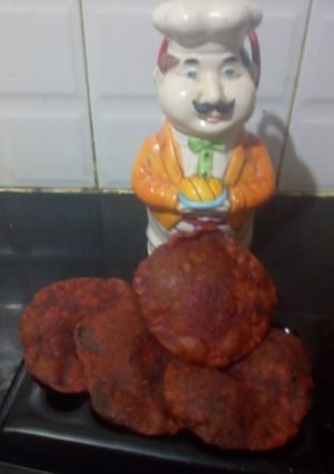 A picture of Beetroot masala puri.