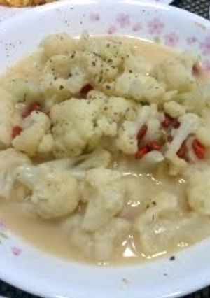 A picture of CAULIFLOWER IN MUSHROOM SOUP.