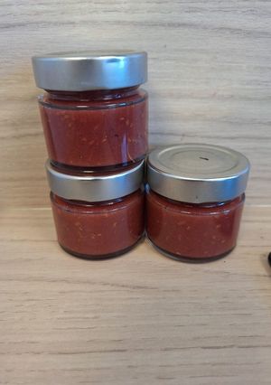 Une photo de Compote framboise menthe